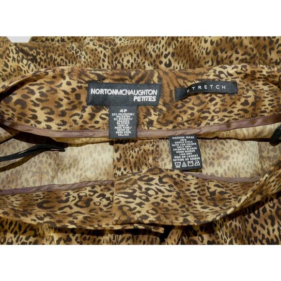 Norton McNaughton Leopard Pants Size 4P Petite Animal Print Stretch - Picture 3 of 8